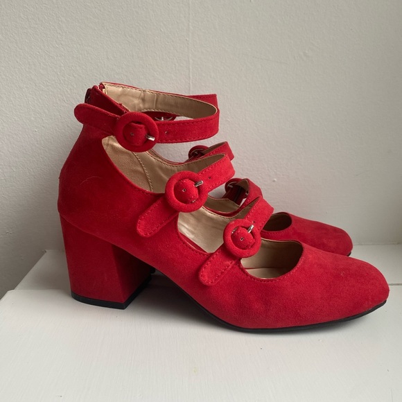 MIX no. 6 deima women’s sz 6 red block heel - Picture 2 of 4
